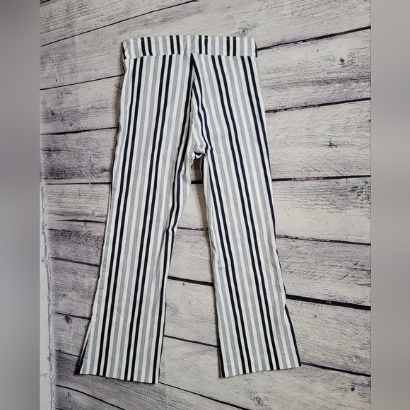 Avenue Montaigne Women's Leo Pant Blue & White Striped Cropped Flare Siz… - Picture 2 of 11